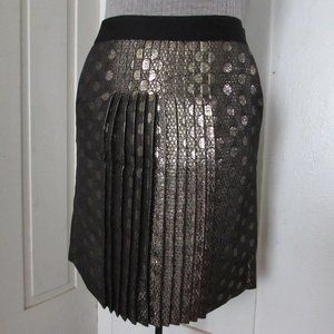 J. CREW Metallic Bronze Pleated Polka Dot Skirt